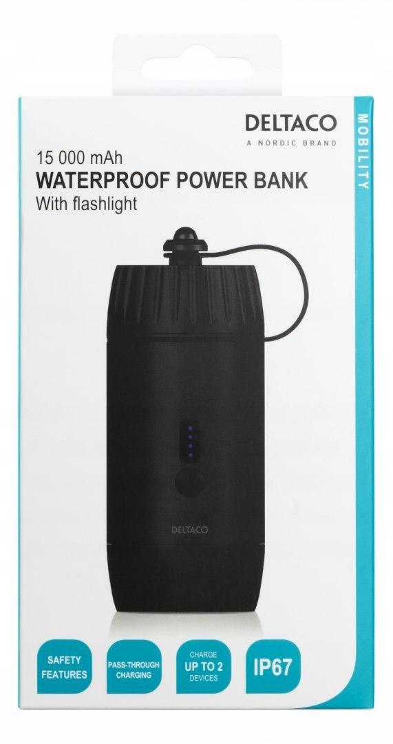 POWER BANK 15000MAH WODOODPORNY LATARKA USB-C