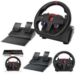 Kierownica gamingowa z pedałami i LED RGB