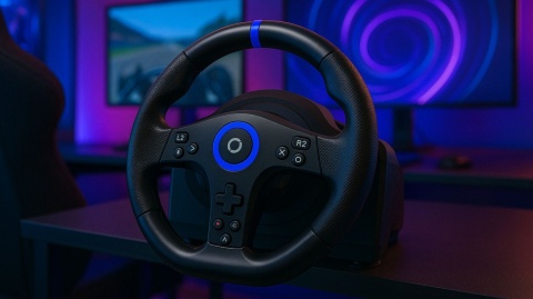 Kierownica wyścigowa do PS5 i PC z pedałami - 270° z ergonomicznym uchwytem i dźwignią biegów