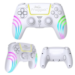 Kontroler bezprzewodowy PS5 biały Froggiex DualSense RGB, funkcją Turbo, programowalne przyciski