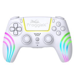 Kontroler bezprzewodowy PS5 biały Froggiex DualSense RGB, funkcją Turbo, programowalne przyciski