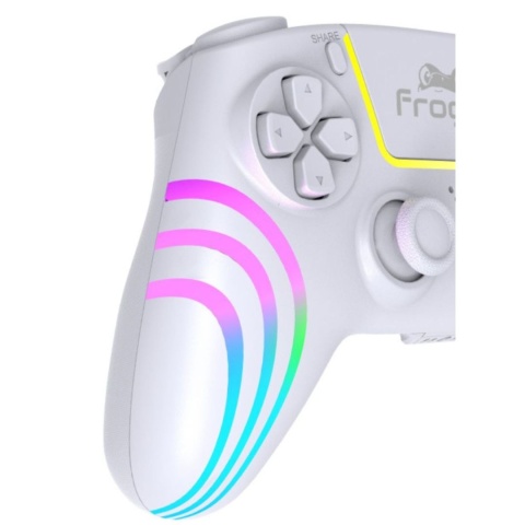 Kontroler bezprzewodowy PS5 biały Froggiex DualSense RGB, funkcją Turbo, programowalne przyciski Kontroler bezprzewodowy PS5 biały Froggiex DualSense RGB, funkcją Turbo, programowalne przyciski