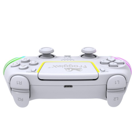 Kontroler bezprzewodowy PS5 biały Froggiex DualSense RGB, funkcją Turbo, programowalne przyciski Kontroler bezprzewodowy PS5 biały Froggiex DualSense RGB, funkcją Turbo, programowalne przyciski