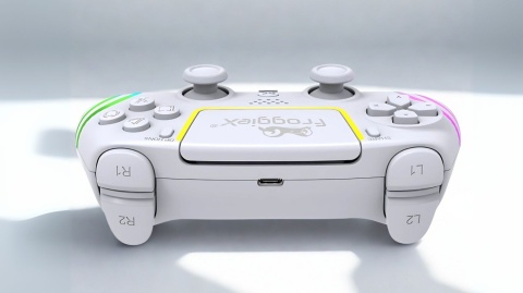 Kontroler bezprzewodowy PS5 biały Froggiex DualSense RGB, funkcją Turbo, programowalne przyciski Kontroler bezprzewodowy PS5 biały Froggiex DualSense RGB, funkcją Turbo, programowalne przyciski