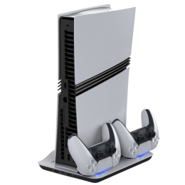 Podstawka chłodząca i stacja ładująca do PS5 / PS5 Slim / PS5 Pro – wentylatory, LED, USB