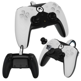 Przewodowy kontroler Xbox Series X/S, Xbox One i PC, programowalne przyciski, kontroler z czujnikami Halla- biały