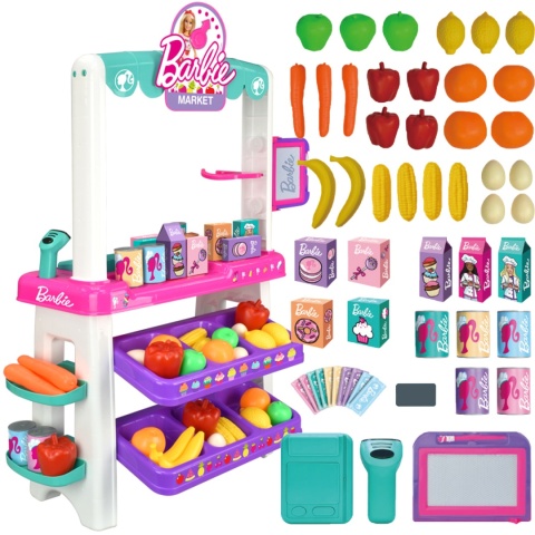 SKLEP SUPERMARKET DLA DZIECI BARBIE 55 AKCESORIÓW