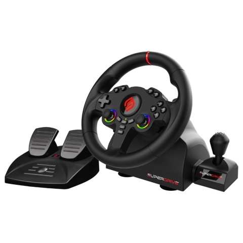 SUBSONIC Kierownica gamingowa 220 RS-X z pedałami, LED