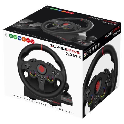 SUBSONIC Kierownica gamingowa 220 RS-X z pedałami, LED