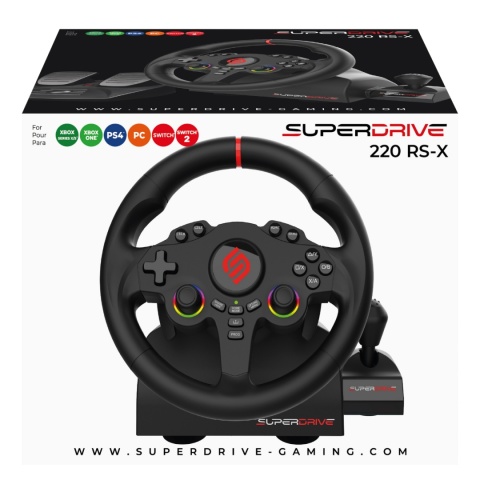 SUBSONIC Kierownica gamingowa 220 RS-X z pedałami, LED