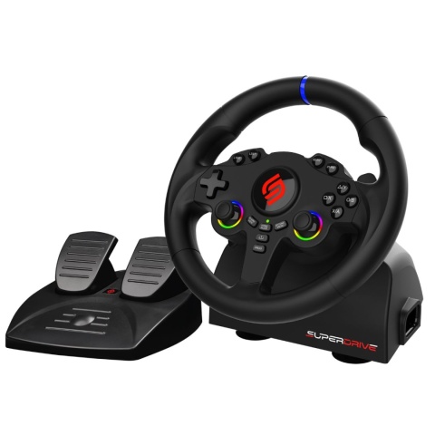 SUBSONIC Kierownica gamingowa z pedałami i LED - PS5 i PC