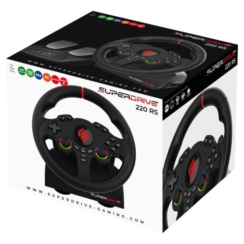 Subsonic Kierownica gamingowa 220 RS z pedałami i LED RGB