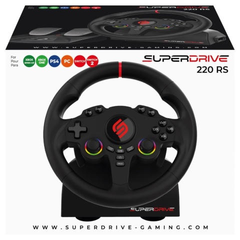 Subsonic Kierownica gamingowa 220 RS z pedałami i LED RGB