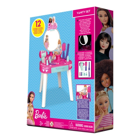 TOALETKA BARBIE VANITY 12 AKCESORIÓW INTERAKTYWNA ZABAWKA
