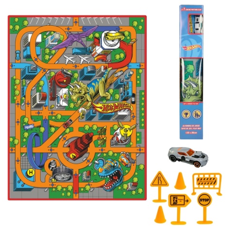 Mata do zabawy dla dzieci Hot Wheels duży tor wyścigowy + samochodzik