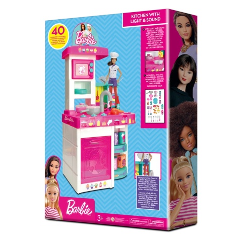 Kuchnia Barbie ToyShock dla dzieci interaktywna zestaw 40 akcesoriów