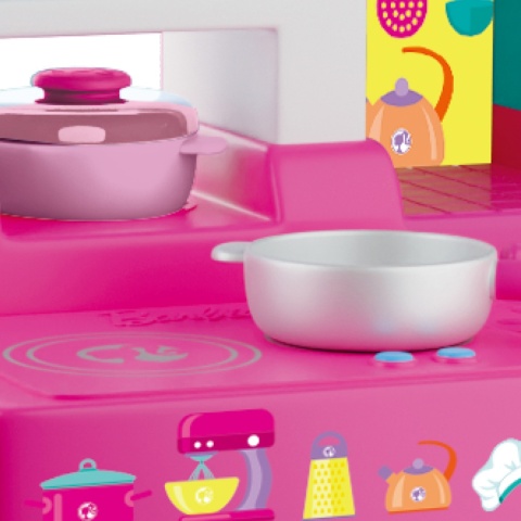 Kuchnia Barbie ToyShock dla dzieci interaktywna zestaw 40 akcesoriów