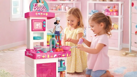 Kuchnia Barbie ToyShock dla dzieci interaktywna zestaw 40 akcesoriów
