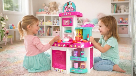 Kuchnia Barbie ToyShock dla dzieci interaktywna zestaw 40 akcesoriów