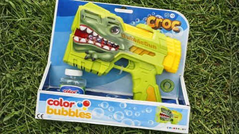 Pistolet do baniek mydlanych Dinozaur maszynka strzelająca bańkami