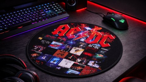 Podkładka pod mysz AC/DC duża Ø30 cm gamingowa rockowa antypoślizgowa