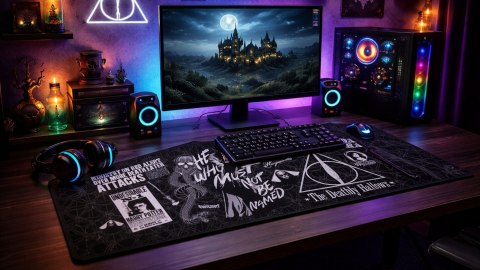Podkładka pod mysz na biurko XXL Harry Potter Voldemort Insygnia 90×40 cm