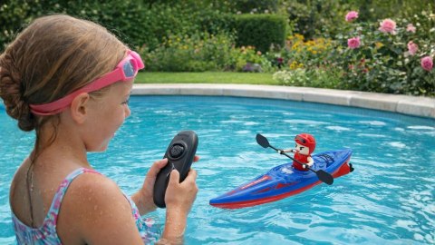 Kajak zdalnie sterowany RC 2.4GHz łódka motorówka River Kayak figurka LED