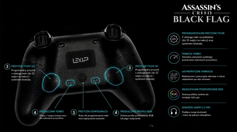Kontroler Gamingowy Assassin's Creed Black Flag Hall Effect RGB
