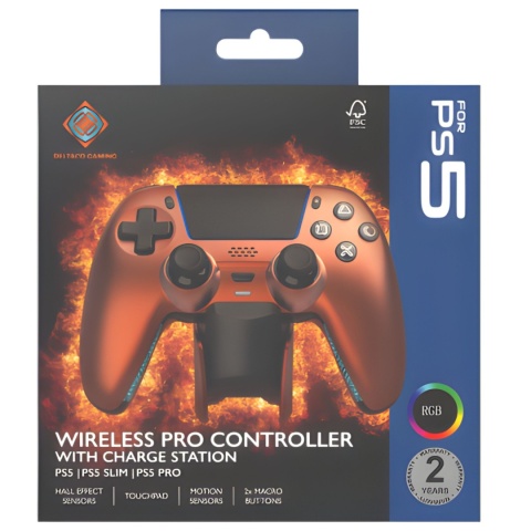 Kontroler bezprzewodowy Deltaco GAM-199-ORANGECOPPER PS5 + Stacja ładująca