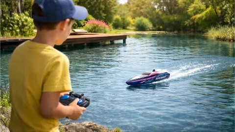 Łódź zdalnie sterowana RC 2.4 GHz motorówka sportowa wyścig Racing Boat LED