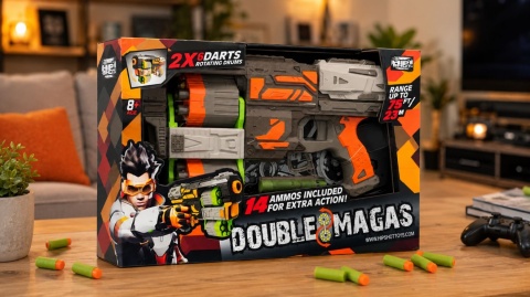 PISTOLET BLASTER BĘBNOWY NA STRZAŁKI PIANKOWE 14 SZT