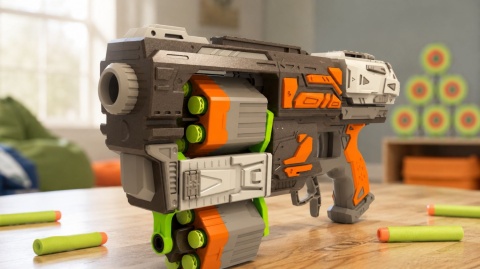 PISTOLET BLASTER BĘBNOWY NA STRZAŁKI PIANKOWE 14 SZT