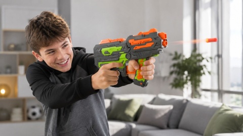 PISTOLET BLASTER NA STRZAŁKI PIANKOWE 6 SZT MANUALNY 8+