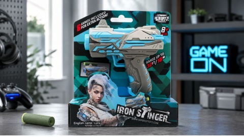 PISTOLET IRON STINGER HIP SHOT NIEBIESKI 6 STRZAŁEK PIANKOWYCH 8+