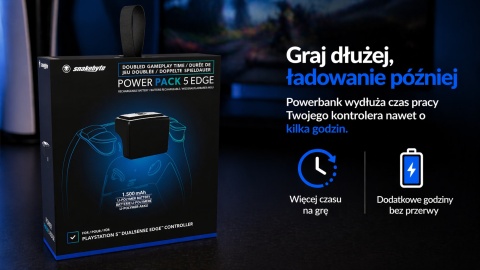 Snakebyte Power Pack 5 Edge – powerbank do pada PS5 DualSense Edge 1500 mAh, szybkie ładowanie USB-C