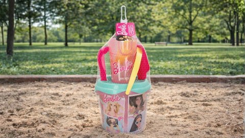 ZESTAW DO PIASKU BARBIE do piaskownicy na plażę WIADERKO ŁOPATKA GRABKI itp