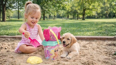 ZESTAW DO PIASKU BARBIE do piaskownicy na plażę WIADERKO ŁOPATKA GRABKI itp