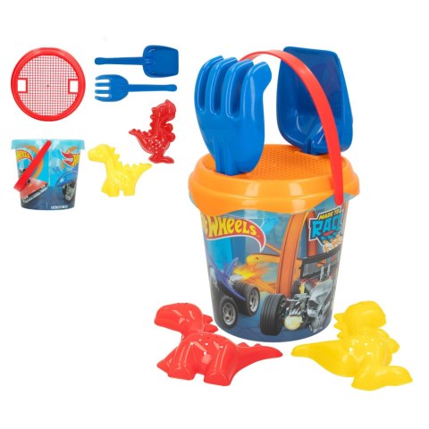 ZESTAW DO PIASKU HOT WHEELS 6 EL. WIADERKO + FOREMKI do piasku i na plażę