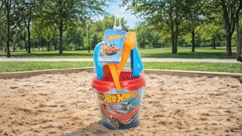 ZESTAW DO PIASKU HOT WHEELS DLA DZIECI łopatka grabki sitko foremka wiadro