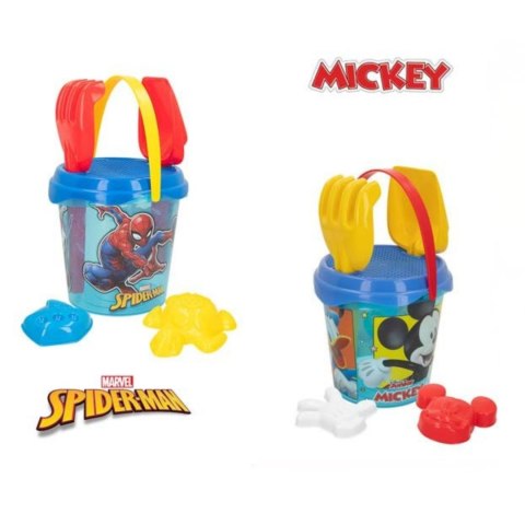 ZESTAW DO PIASKU MICKEY / SPIDER-MAN WIADERKO 5 EL. wiaderko łopatka grabki