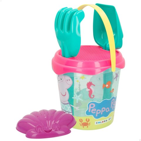 ZESTAW DO PIASKU PEPPA PIG Świnka Peppa WIADERKO ŁOPATKA GRABKI FOREMKA