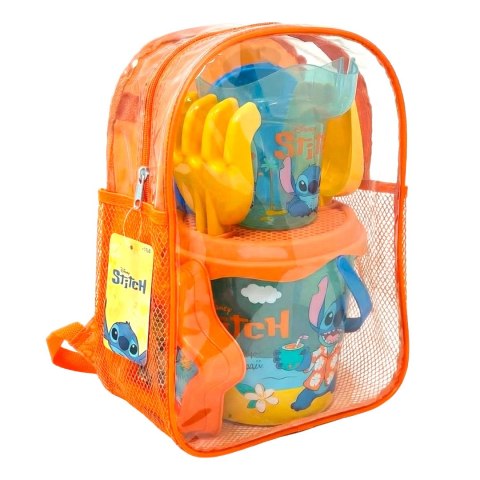 Zestaw do piasku Disney Stitch wiaderko foremki 7 elem. z plecakiem