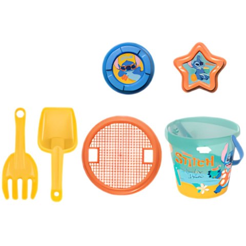 Zestaw do piasku dla dzieci Disney Stitch wiaderko łopatka foremki 6 elem.