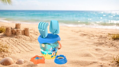 Zestaw do piasku dla dzieci Disney Stitch wiaderko łopatka grabki 7 elem.