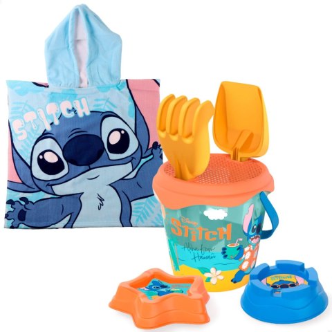 Zestaw plażowy Disney Stitch wiaderko poncho foremki 6w1 + poncho