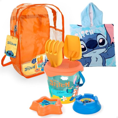 Zestaw plażowy Disney Stitch wiaderko poncho foremki 6w1 + poncho