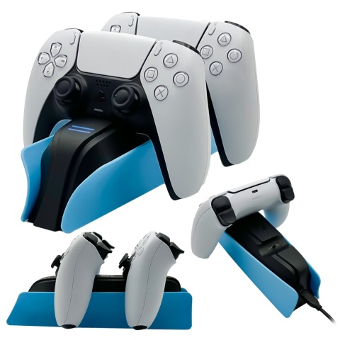 STACJA DOKUJĄCA DO PS5 PODWÓJNA ŁADOWARKA DO PADÓW DUALSENSE LED + USB-C