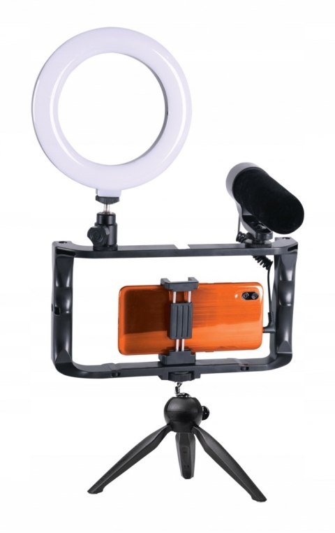 ZESTAW VLOG SMARTFON UCHWYT LAMPA MIKORFON ZESTAW VLOG SMARTFON UCHWYT LAMPA MIKORFON