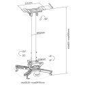 Regulowany uchwyt sufitowy do projektora biurowego, 605mm-905mm, 35kg