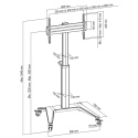 Wózek biurowy z regulacją na monitor, telewizor, 37"-70", 70 kg, biały